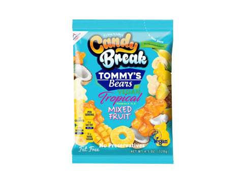 Candy Break Tommy Bears Tropical Mixed Fruit 128g - CAFELAX