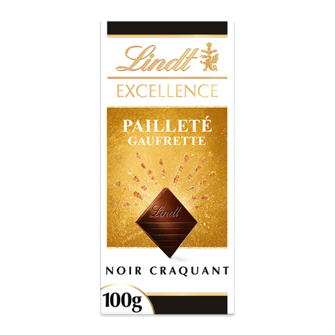 Lindt EXCELLENCE Dark Chocolate Bar With Wafer-Like Flakes 100g