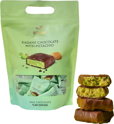 Konak Chocolate WIth Pistachio Milk Chocolate 30% Cocoa 500g