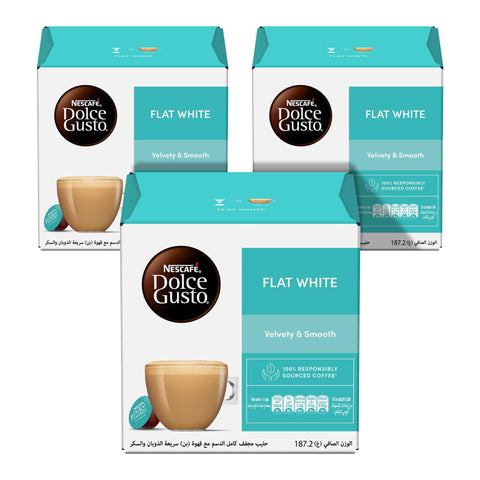3 * Nescafe Flat White Dolce Gusto Coffee Capsules - 16 Capsules - 32 Capsules