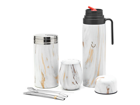Balibetov Superior Stainless Steel Yerba Mate Kit - Gold Marble - CAFELAX