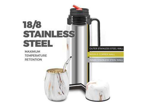 Balibetov Superior Stainless Steel Yerba Mate Kit - Gold Marble - CAFELAX