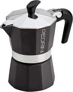 Pedrini Aluminum 	Black Moka Pot 2 Cup