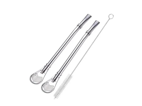 2 Bombillas (Mate straws) + 1 Cleaning brush. - CAFELAX