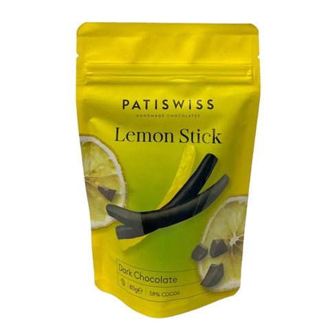 Patiswiss Dark Chocolate 57% Cocoa With Lemon Stick Dragee 80g
