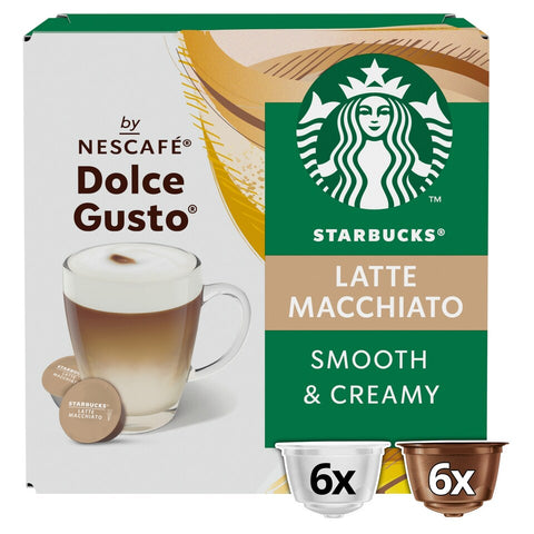 Starbucks Latte Macchiato Dolce Gusto Coffee Capsules - 12 Capsules