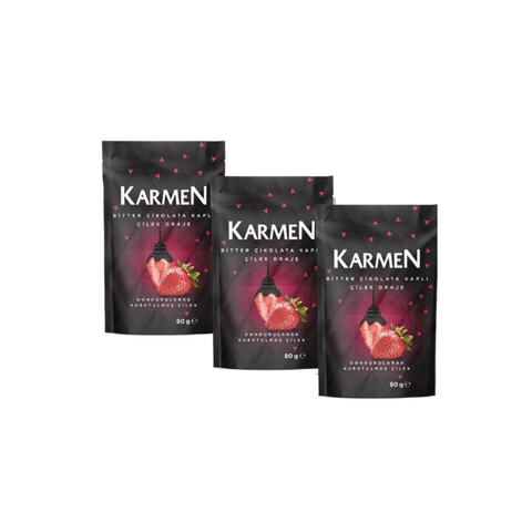 Karmen Dark Chocolate Covered Strawberry Dragee 80g - CAFELAX