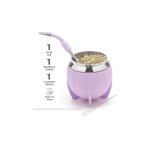 Balibetov Stainless Steal Mate Set - Leather Style (Purple) - CAFELAX