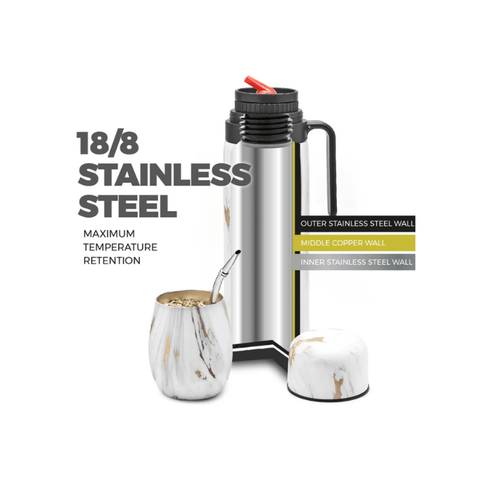 Balibetov Superior Stainless Steel Yerba Mate Kit - Gold Marble - CAFELAX