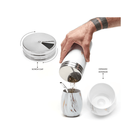 Balibetov Superior Stainless Steel Yerba Mate Kit - Gold Marble - CAFELAX