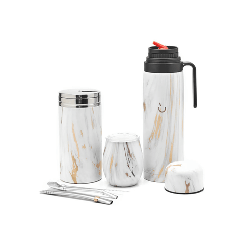 Balibetov Superior Stainless Steel Yerba Mate Kit - Gold Marble - CAFELAX
