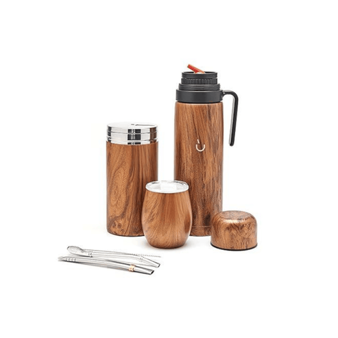 Balibetov Superior Stainless Steel Yerba Mate Kit - Wood Marble - CAFELAX