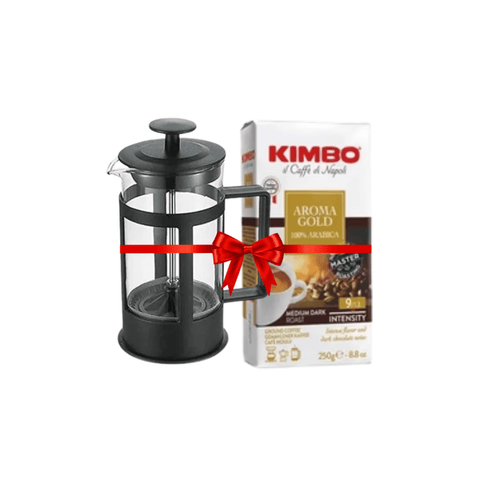 Black French Press 300 ML + Kimbo Aroma Gold Ground Coffee 250g Bundle - CAFELAX