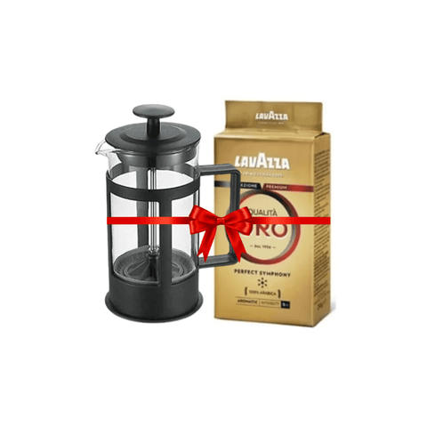 Black French Press 300 ML + Lavazza Qualita ORO Ground Coffee 250g Bundle - CAFELAX
