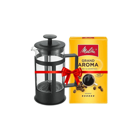 Black French Press 300 ML + Melitta Grand Aroma Ground Coffee 500g Bundle - CAFELAX