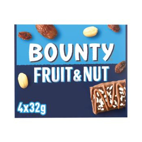 Bounty Chocolate Fruit & Nut Bar - 4 Bars - 128g