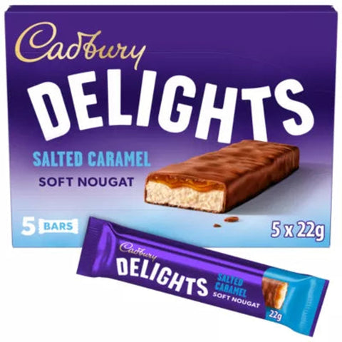Cadbury Delights Salted Caramel Soft Nougat Chocolate Bar 5*22g - 110g