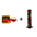 Cafelax Wooden Nespresso Coffee Capsules Stand - 44 Capsules + 1 Viaggio Caramello Coffee Capsules - 10 Capsules + 1 Double Glass Cup - CAFELAX