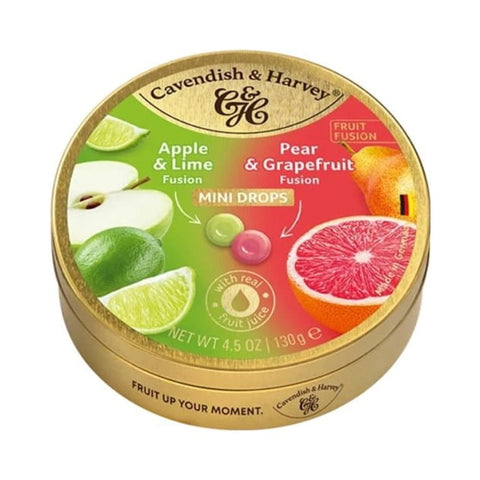Cavendish & Harvey Fruit Fusion Drops Apple & Lime / Pear & Grapefruit Candy 130g