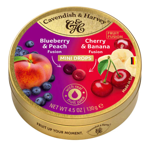 Cavendish & Harvey Fruit Fusion Drops Blueberry & Peach / Cherry & Banana Candy 130g