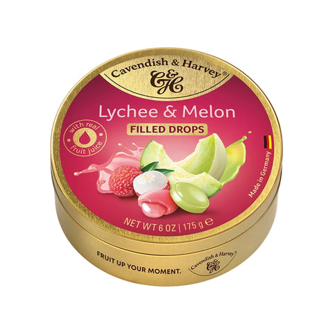 Cavendish & Harvey Lychee & Melon, Filled Drops Candy 175g