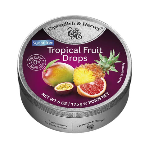 Cavendish & Harvey Tropical Fruit Sugar Free Drops Candy 175g