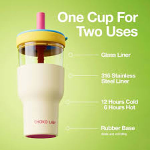 Chako Lab Dual-Layer Tumbler White & Pink & Blue 600ml