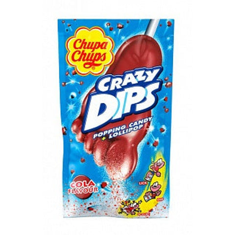 Chupa Chups Crazy Dips Popping Candy + Lollipop Cola Flavour 14g