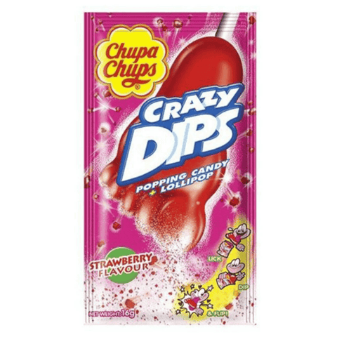Chupa Chups Crazy Dips Popping Candy + Lollipop Strawberry Flavour 14g