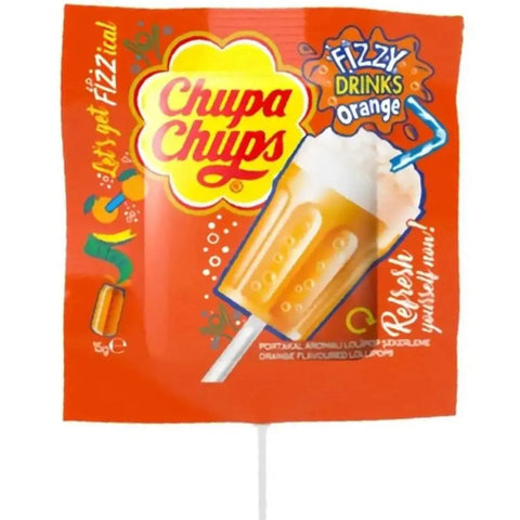 Chupa Chups Fizzy Drink Orange Lolipop Candy 1 - Piece 15g