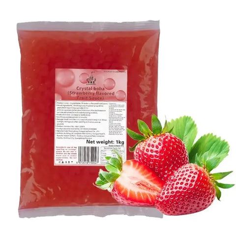 Crystal Agar Pearl Strawberry Boba 1 Kg