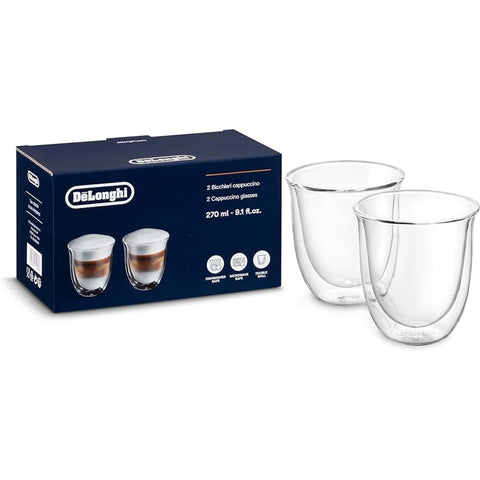 Delonghi Double-Wall Thermo Glasses Cappuccino Cups - 2*270ml