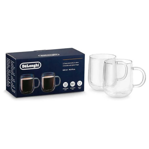 Delonghi Double wall glass mugs 500ml - Set of 2