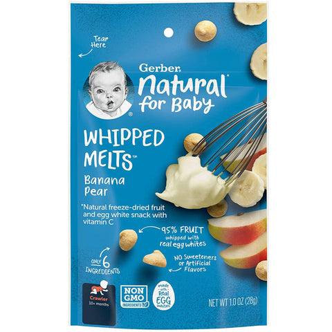 EX: " 24-6-2026 "Gerber Natural For Baby Whipped Melts Banana Pear 28g