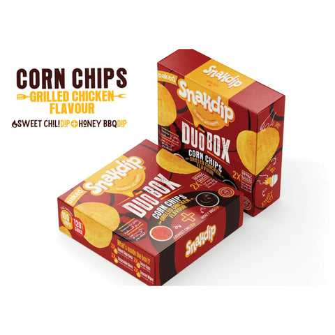 EX:" 28-7-2026 "Snakdip Duo Box Dippy Shells Corn Chips Grilled Chicken " Honey BBQ Dipping + Sweet Chili Dipping " - 345g