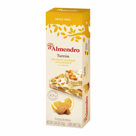 El Almendro Turron Crunchy Almond With Orange 75g