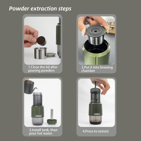 HiBREW 2 in 1 Portable Espresso Maker For Capsule & Ground Hand Press Brewer H4D