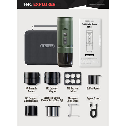 HiBREW Portable 3-in-1 Espresso Maker With Detachable Battery - H4C Explorer