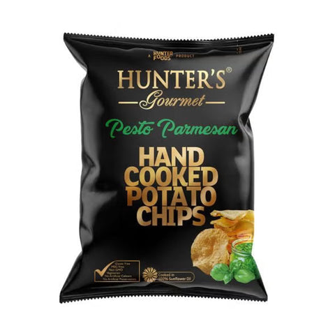 " EX: 10-9-2026" Hunters Gourmet Pesto Parmesan Chips 125g