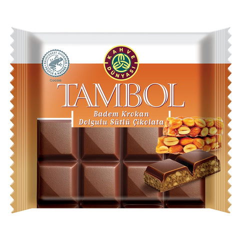 Kahve Dunyasi Tambol Milk Chocolate with Almond Croquant Filling 100g