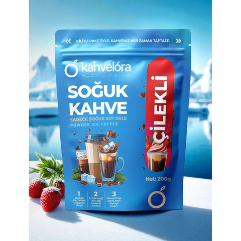 Kahvelora Strawberry Powder Ice Coffee 200g