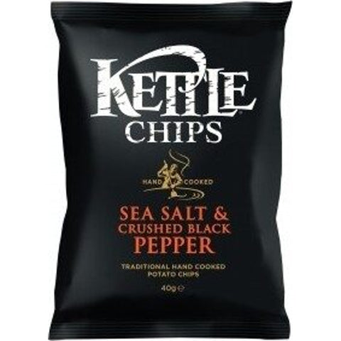 Kettle Hand Cooked potato Chips Sea Salt & Crushed & Black pepper 40g