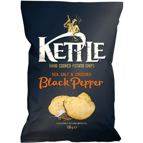 Kettle Hand cooked Sea salt & Crushed & Black pepper Potato Chips 130g