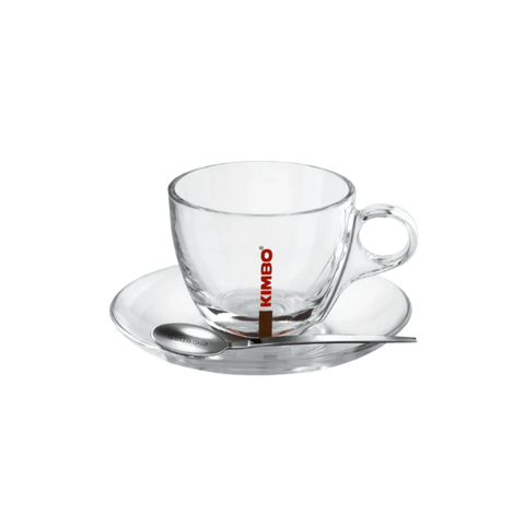 Kimbo Cappuccino Cup & Saucer – Glass - CAFELAX