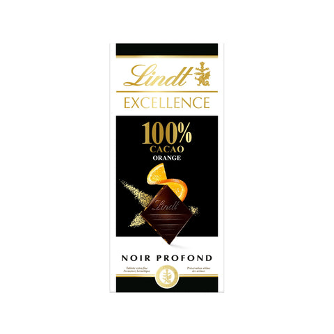 Lindt EXCELLENCE 100% Cacao Orange Dark Chocolate 50g