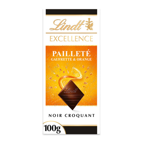 Lindt EXCELLENCE Black Glitter Orange Wafer Dark Chocolate 100g