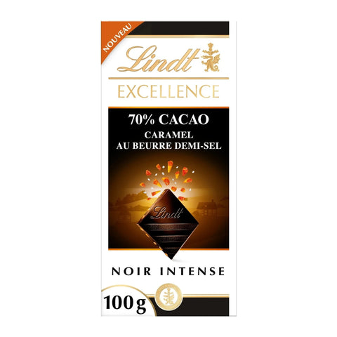 Lindt EXCELLENCE Dark Chocolate 70% Cocoa With Caramel Semi-Salted Butter 100g