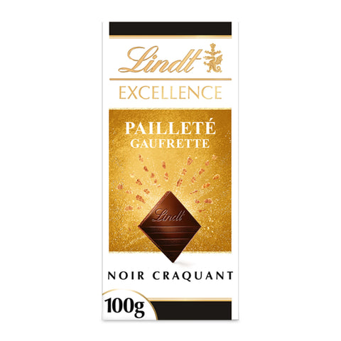 Lindt EXCELLENCE Dark Chocolate Bar With Wafer-Like Flakes 100g