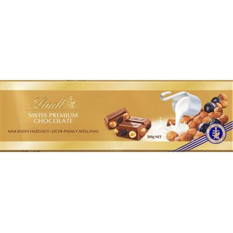 Lindt Swiss Premium Chocolate Milk & Hazelnut & Raisins 300g