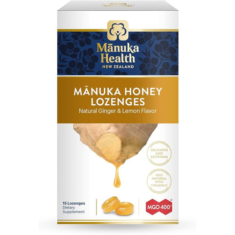Manuka Health - Manuka Natural Ginger & Lemon Flavor -400 MGO - 15 Lozenges